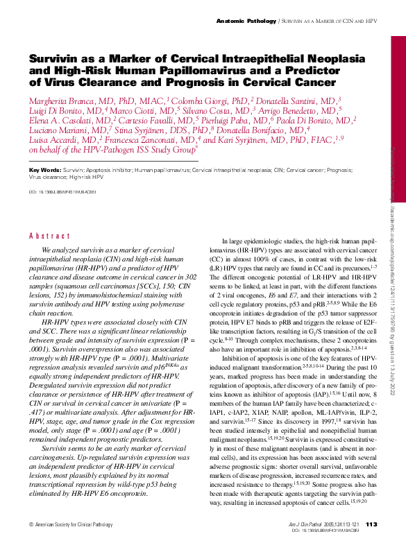 (PDF) Survivin as a Marker of Cervical Intraepithelial Neoplasia and ...