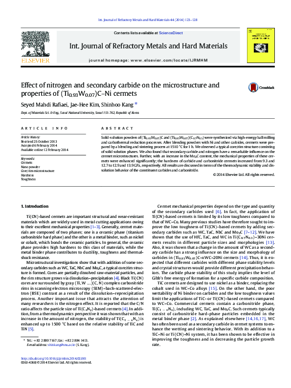 (PDF) Effect of nitrogen and secondary carbide on the microstructure ...