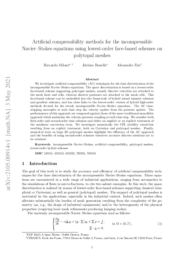 (PDF) Artificial Compressibility Methods for the Incompressible Navier ...