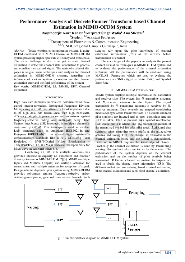 (PDF) Performance Analysis of Discrete Fourier Transform based Channel ...