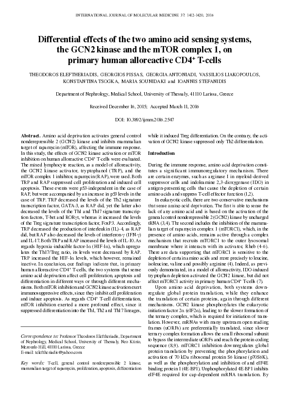 (PDF) Differential effects of the two amino acid sensing systems, the ...