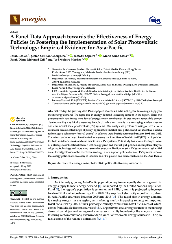 (PDF) A Panel Data Approach towards the Effectiveness of Energy ...