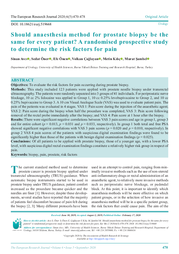 (PDF) Should anaesthesia method for prostate biopsy be the same for ...
