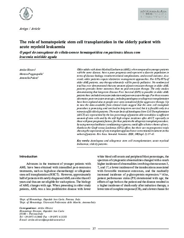 (PDF) The role of hematopoietic stem cell transplantation in the ...