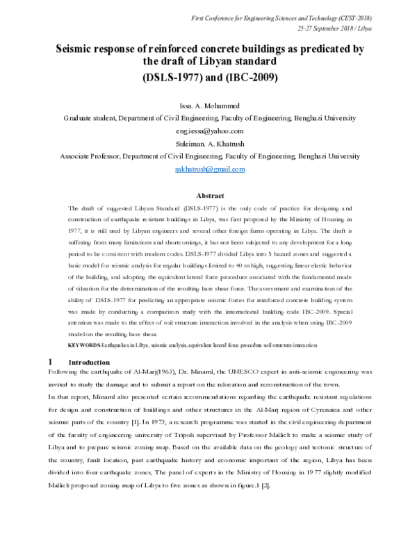 (PDF) Seismic response of reinforced concrete buildings as predicated ...