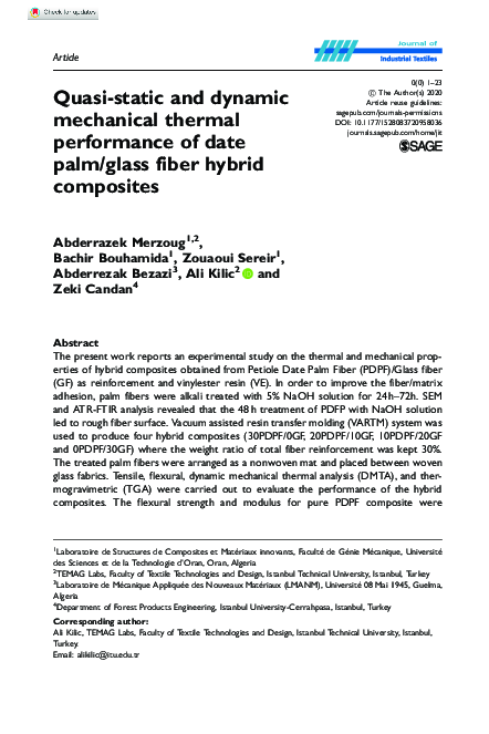 (PDF) Quasi-static and dynamic mechanical thermal performance of date ...
