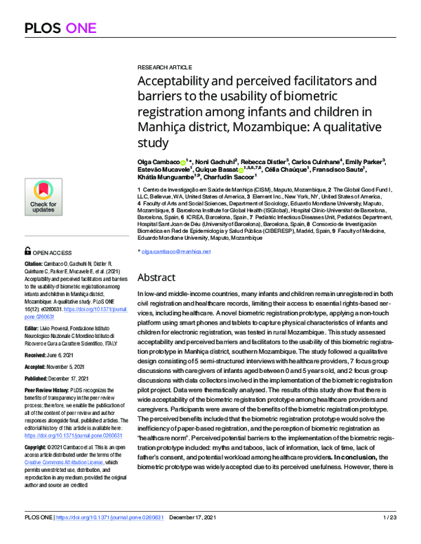 (PDF) Acceptability and perceived facilitators and barriers to the ...