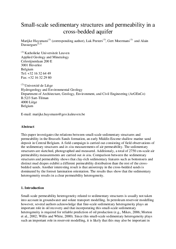 (PDF) Relating small-scale sedimentary structures and permeability in a ...