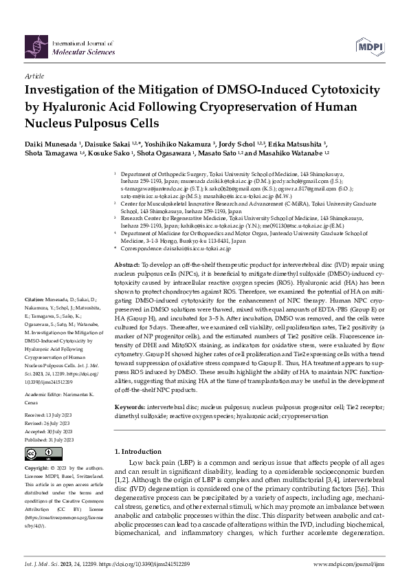 (PDF) Investigation of the Mitigation of DMSO-Induced Cytotoxicity by ...
