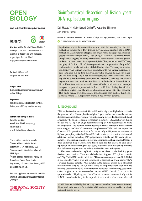 (PDF) Bioinformatical dissection of fission yeast DNA replication origins