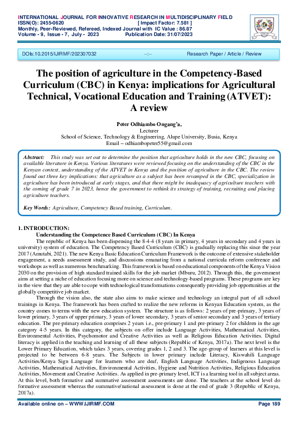 pdf-the-position-of-agriculture-in-the-competency-based-curriculum