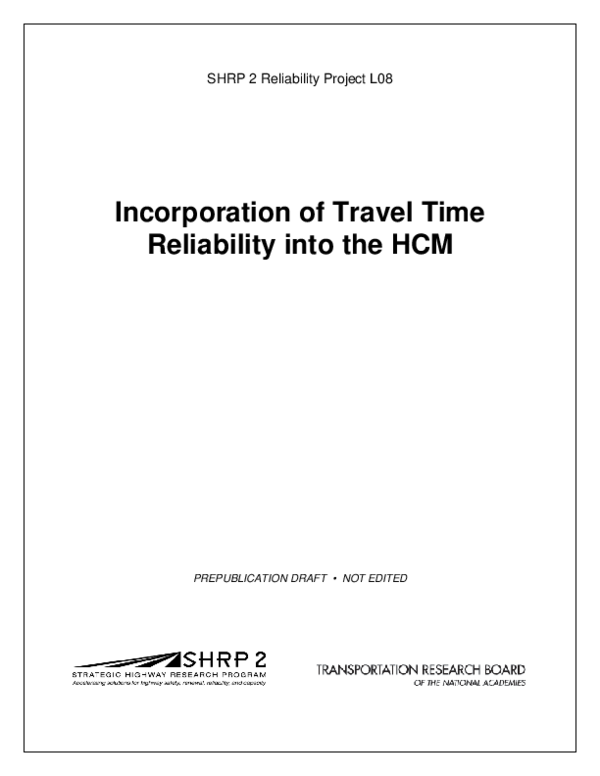 (PDF) Incorporation of Travel Time Reliability into the HCM