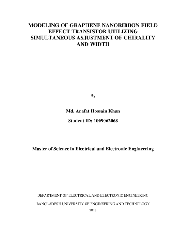 (PDF) Modeling of graphene nanoribbon field effect transistor utilizing ...