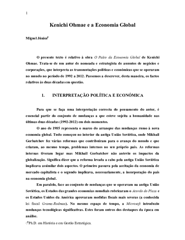 (DOC) Kenichi Ohmae e a Economia Global