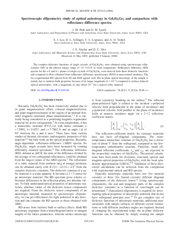 (PDF) Spectroscopic ellipsometry study of optical anisotropy in ...