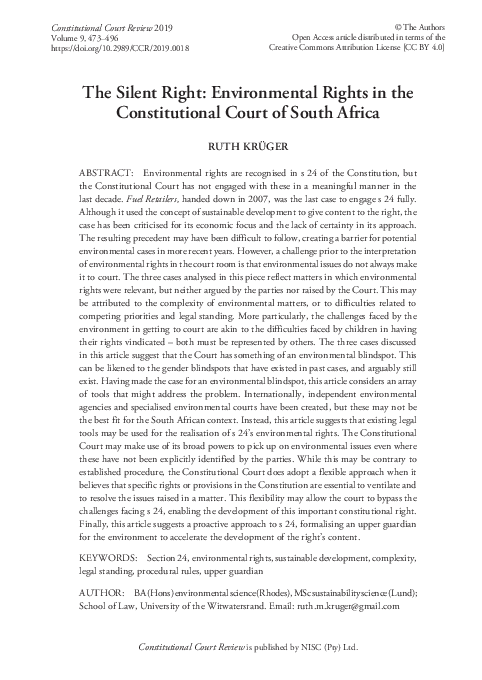 (PDF) The silent right : environmental rights in the Constitution Court ...