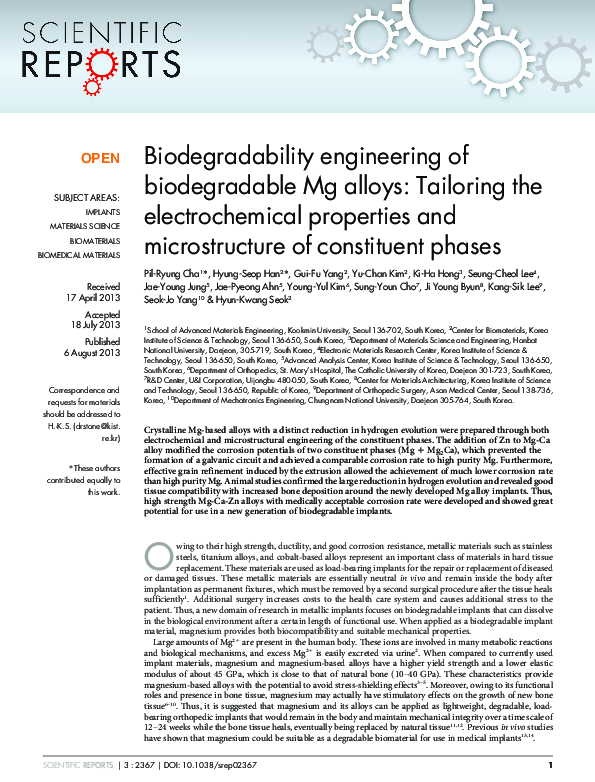 (PDF) Biodegradability engineering of biodegradable Mg alloys ...