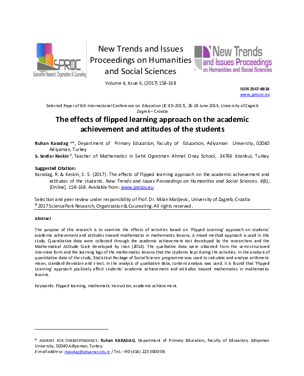 (PDF) The effects of flipped learning approach on the academic ...