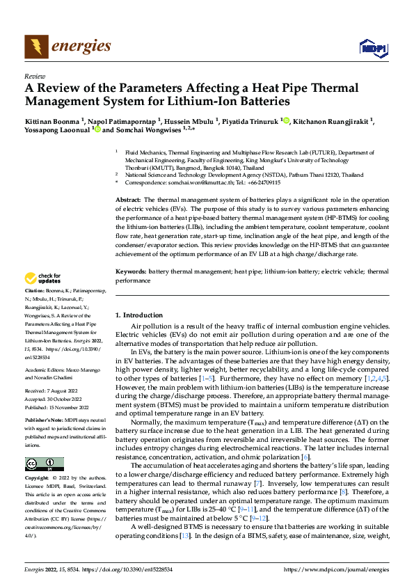 (PDF) A Review of the Parameters Affecting a Heat Pipe Thermal ...