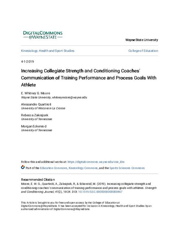 (PDF) Increasing Collegiate Strength and Conditioning Coaches ...