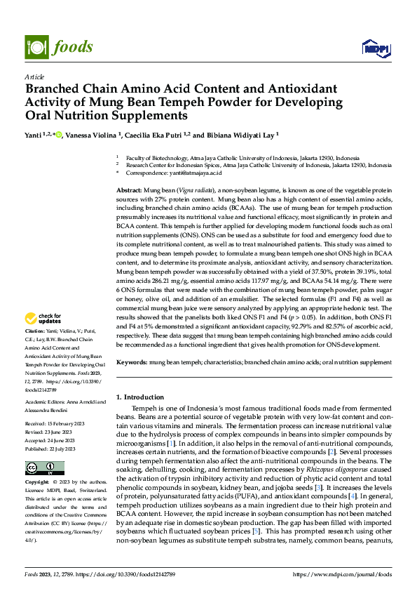 (PDF) Branched Chain Amino Acid Content and Antioxidant Activity of ...