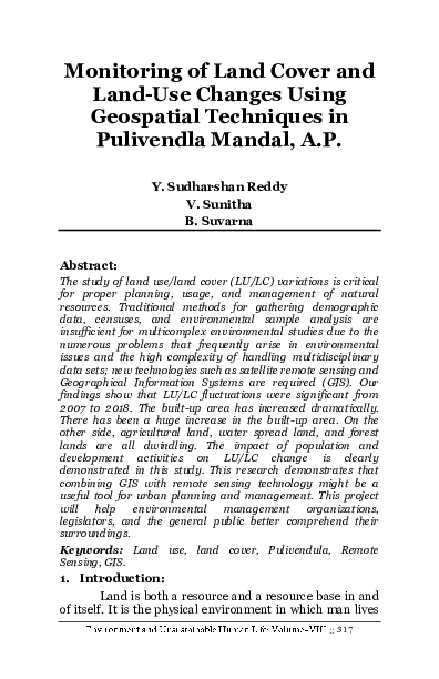 (PDF) Monitoring of Land Cover and Land-Use Changes Using Geospatial ...