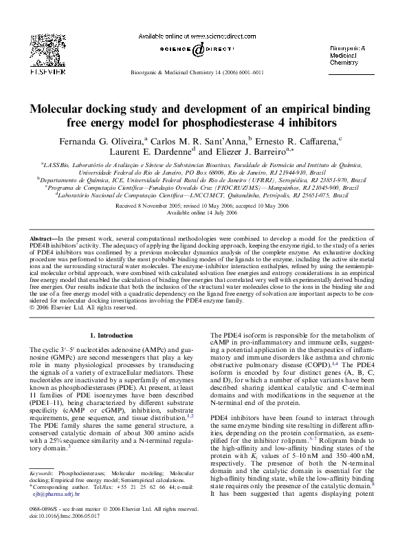 (PDF) Molecular docking study and development of an empirical binding ...