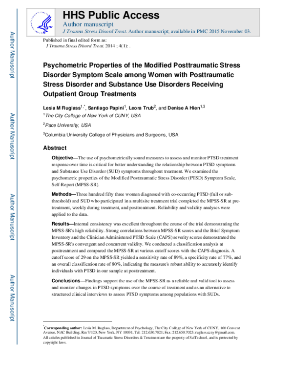 (PDF) Psychometric Properties of the Modified Posttraumatic Stress ...