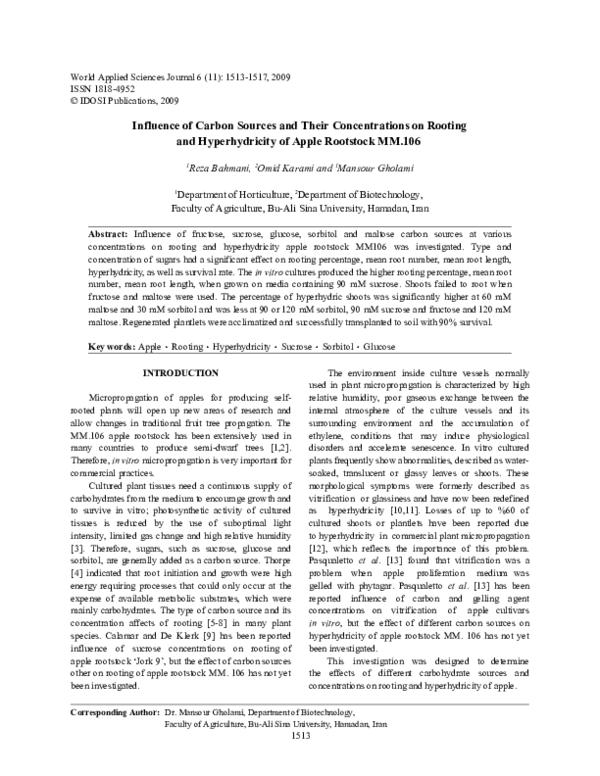 (PDF) Influence of Carbon Sources and Their Concentrations on