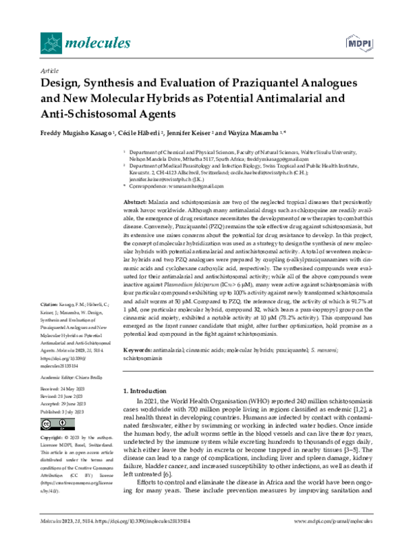 (PDF) Design, Synthesis and Evaluation of Praziquantel Analogues and ...