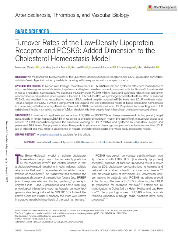 (PDF) Turnover Rates of the Low-Density Lipoprotein Receptor and PCSK9 ...