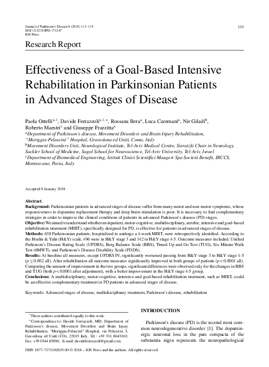 (PDF) Effectiveness of a Goal-Based Intensive Rehabilitation in ...