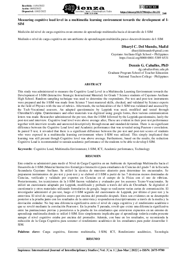 (PDF) Measuring cognitive load level in a multimedia learning ...