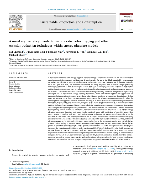 (PDF) A novel mathematical model to incorporate carbon trading and ...