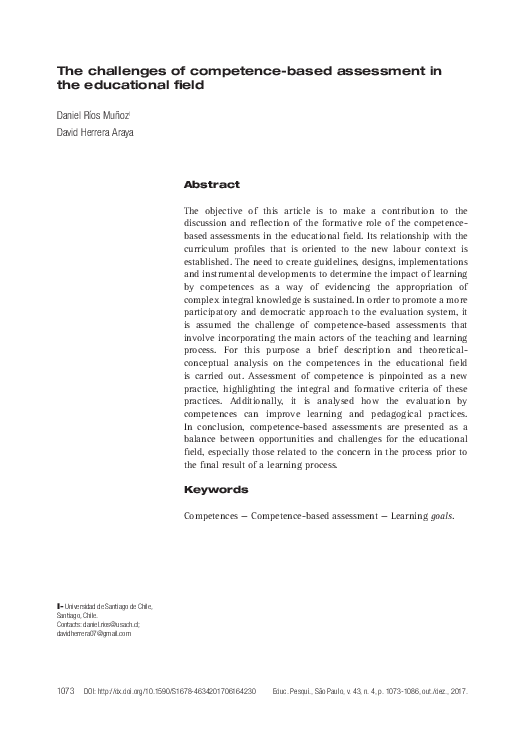 (PDF) The challenges of competence-based assessment in the educational ...
