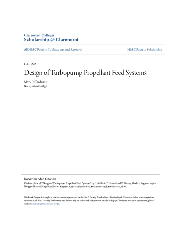 (PDF) Design of Turbopump Propellant Feed Systems