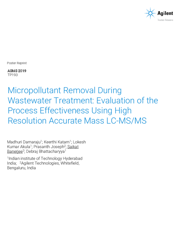 (PDF) Micropollutant Removal During Wastewater Treatment : Evaluation ...