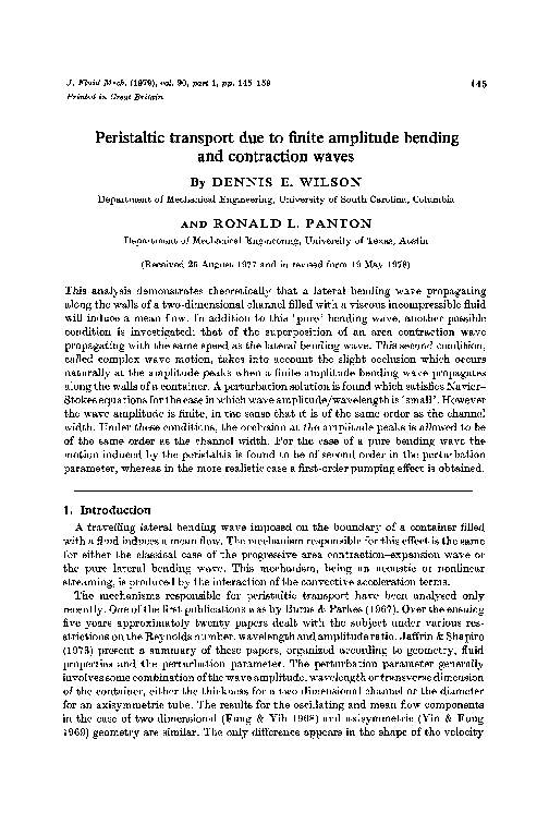 (PDF) Peristaltic transport due to finite amplitude bending and