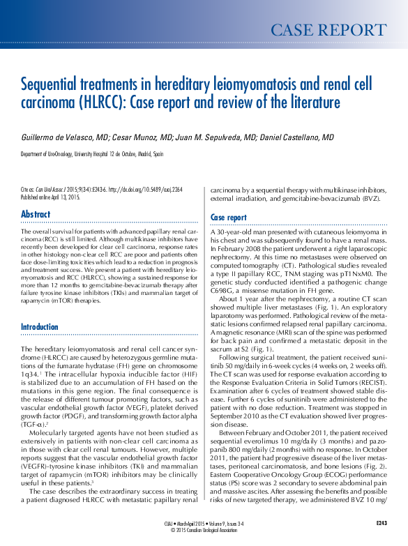 (PDF) Sequential treatments in Hereditary Leiomyomatosis and Renal Cell ...