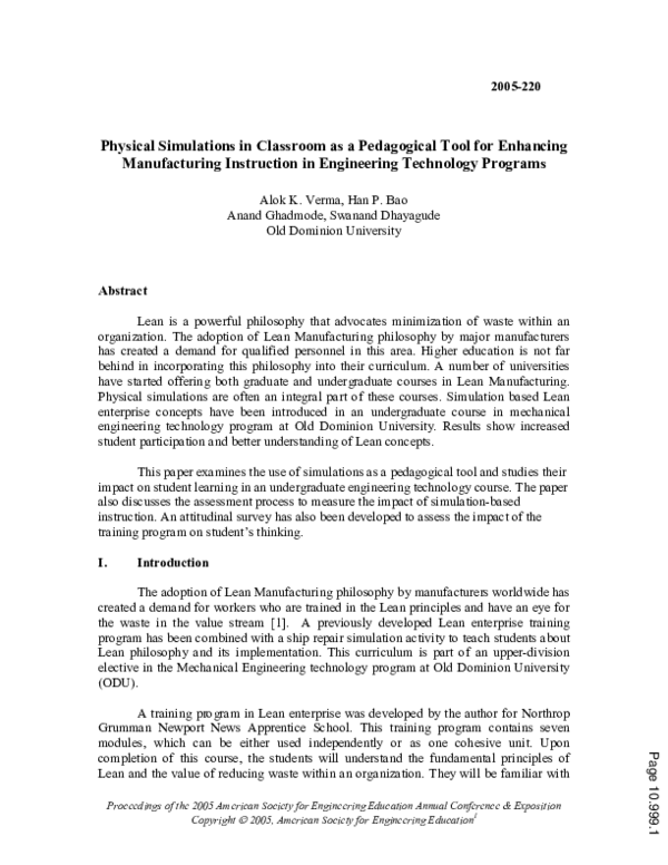 (PDF) Physical Simulations In Classroom As A Pedagogical Tool For ...
