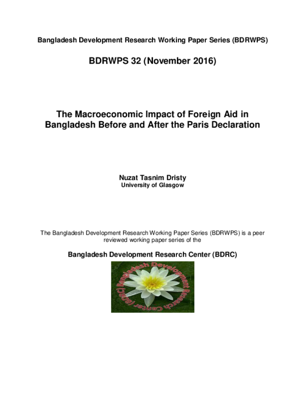 (PDF) The Macroeconomic Impact of Foreign Aid in Bangladesh Before and ...