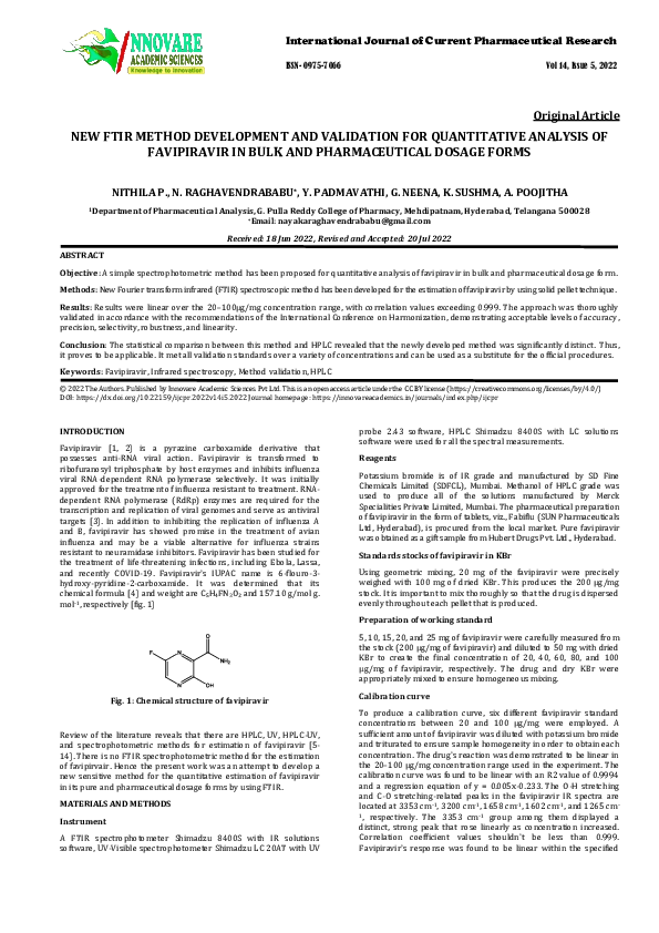 (PDF) NEW FTIR METHOD DEVELOPMENT AND VALIDATION FOR QUANTITATIVE ...