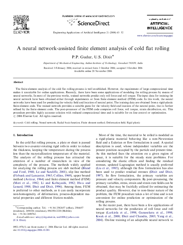 (PDF) A neural network-assisted finite element analysis of cold flat ...