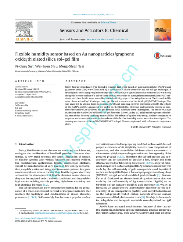 (PDF) Flexible humidity sensor based on Au nanoparticles/graphene oxide ...