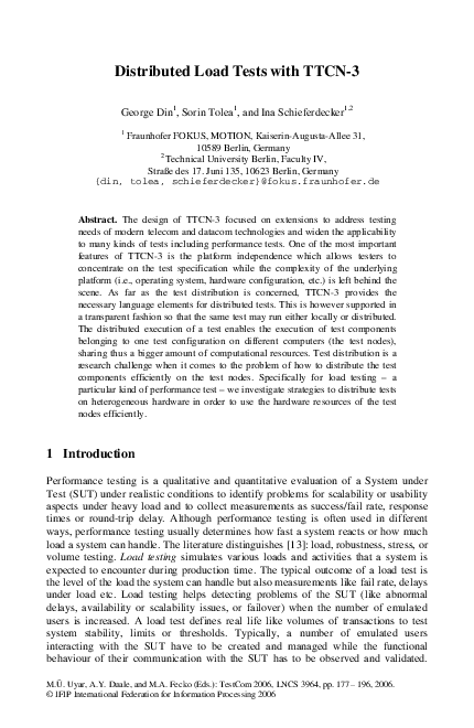 (PDF) Distributed Load Tests with TTCN-3
