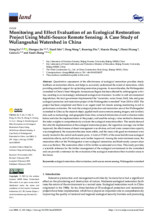 (PDF) Monitoring and Effect Evaluation of an Ecological Restoration ...