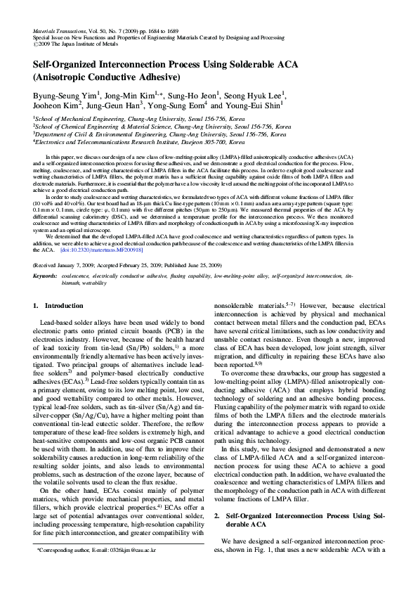 (PDF) Interconnection Process Using Solderable ACA