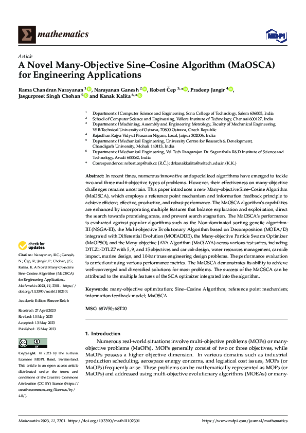 (PDF) A Novel Many-Objective Sine–Cosine Algorithm (MaOSCA) for ...