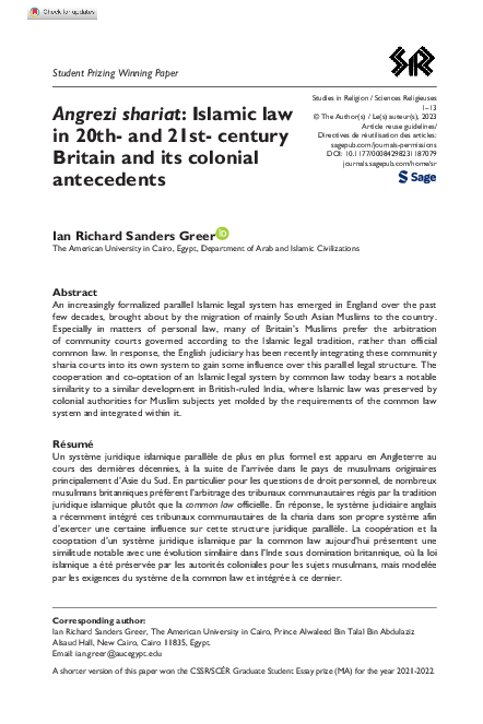 (PDF) Angrezi shariat: Islamic law in 20th-and 21st-century Britain and ...