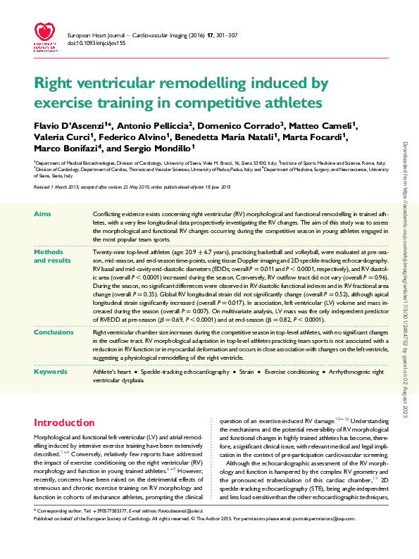 (PDF) Right ventricular remodelling induced by exercise training in ...